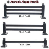 Antrasit Çetray Rustik Ahşap Perde Askısı - Kornişli Perdelere Özel