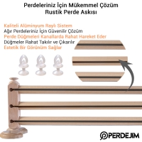 Antrasit Çetray Rustik Ahşap Perde Askısı - Kornişli Perdelere Özel