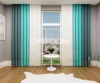 Azur Blue & Aqua Vertical Tulle Curtain