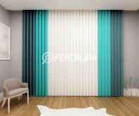 Azur Blue & Aqua Vertical Tulle Curtain