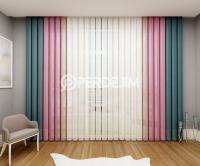 Azur Blue & Pink & Powder Vertical Tulle Curtain