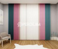 Azur Blue & Pink & Powder Vertical Tulle Curtain