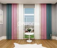 Azur Blue & Pink & Powder Vertical Tulle Curtain