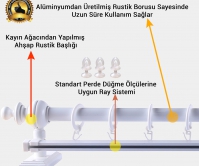 Beyaz Ahşap Rustik Perde Askısı - Raylı Rustik Borusu