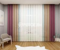 Burgundy & Brown & Cyan Vertical Tulle Curtain