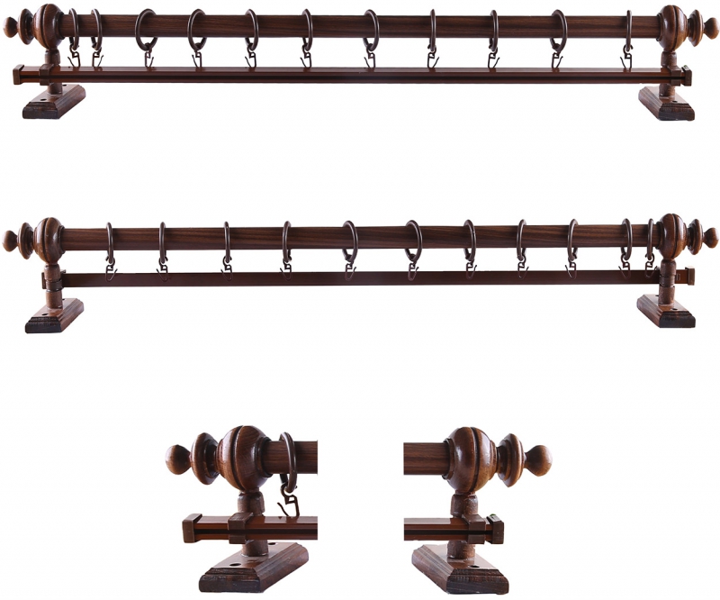 Walnut Wood Rustic Curtain Hanger - Rail Rustic Pipe