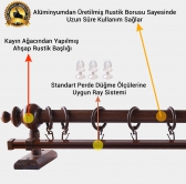 Ceviz Ahşap Rustik Perde Askısı - Raylı Rustik Borusu