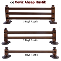 Ceviz Çetray Rustik Ahşap Perde Askısı - Kornişli Perdelere Özel
