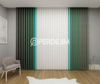 Khaki & Dark Green & Aqua Vertical Tulle Curtain