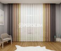 Dark Brown & Brown & Mustard Yellow Vertical Tulle Curtain