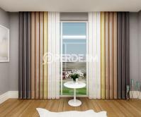 Dark Brown & Brown & Mustard Yellow Vertical Tulle Curtain