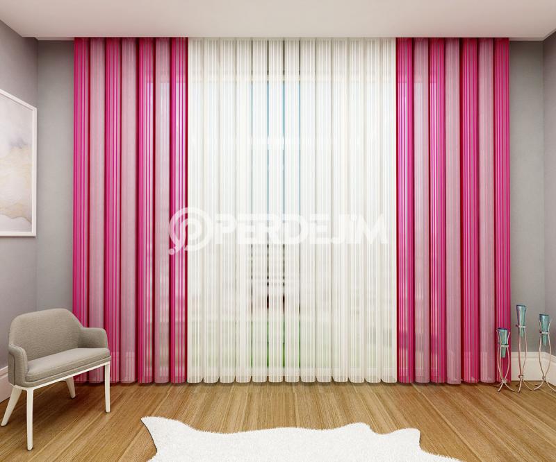 Dark Pink & Pink Vertical Tulle Curtain