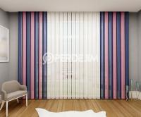 Navy Blue & Pink Vertical Tulle Curtain