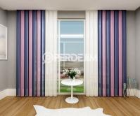 Navy Blue & Pink Vertical Tulle Curtain