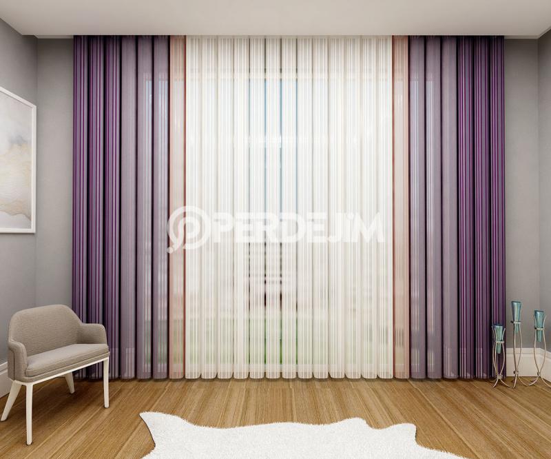 Purple & Light Purple & Powder Vertical Tulle Curtain