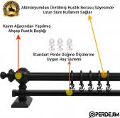 Antrasit Ahşap Rustik Perde Askısı - Raylı Rustik Borusu