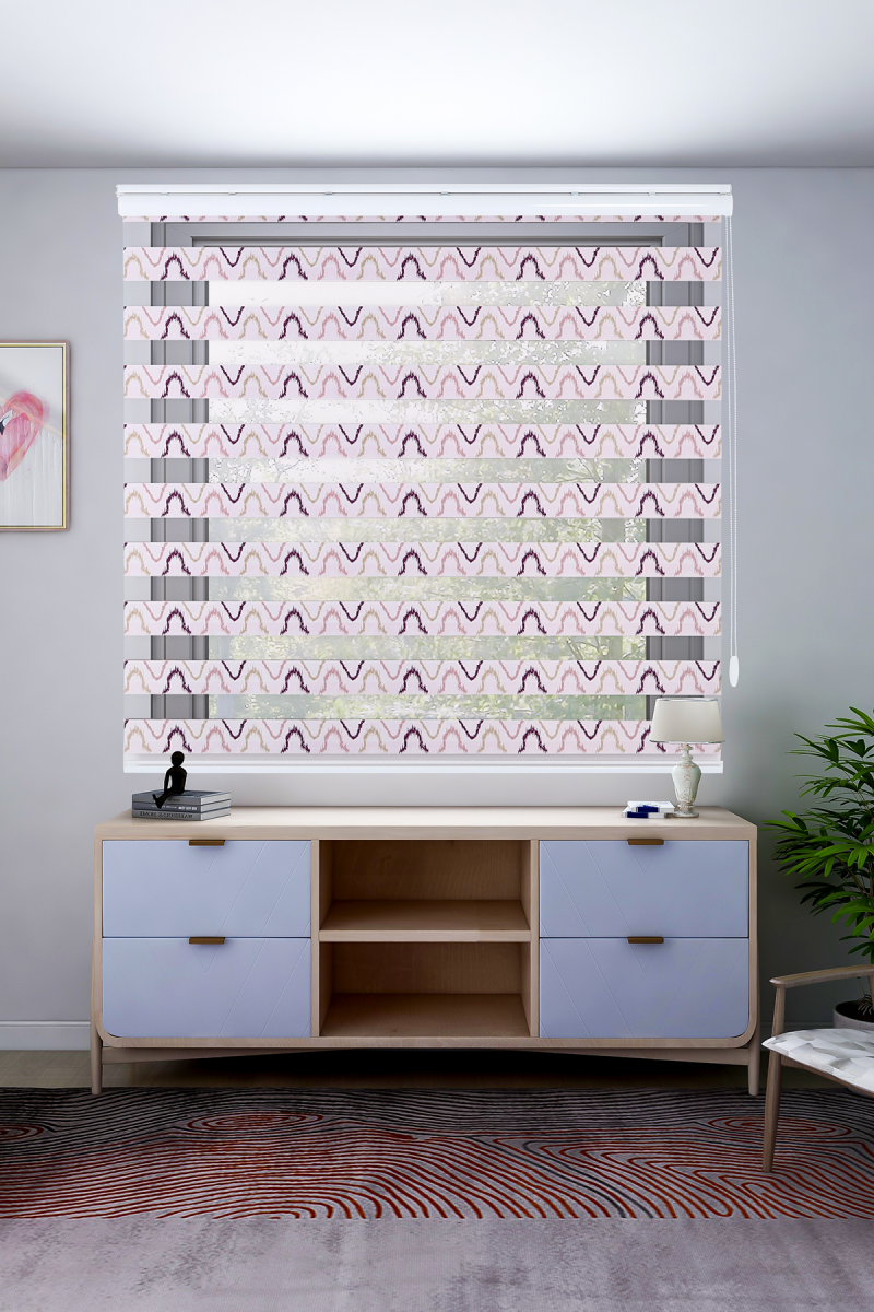 Wave Pattern Pink Zebra Curtain