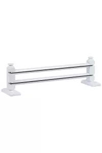 Beyaz Çetray Çift Raylı Rustik Perde Askısı S Pile ve Kornişli Perde Uyumlu